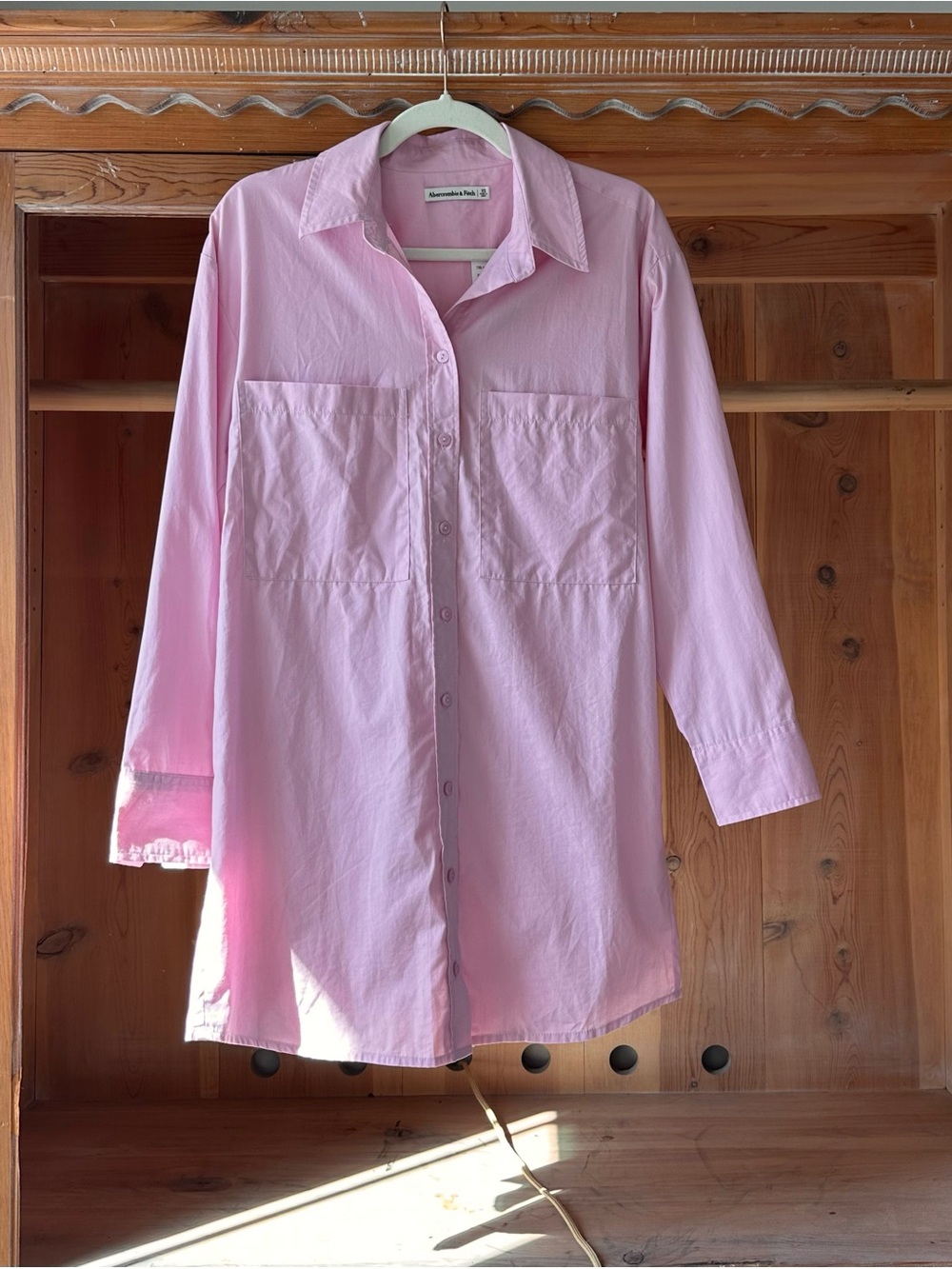 Light Pink Button-Up Shirt Dress